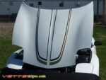 White C5 Corvette with black and light gold CE3 stripes