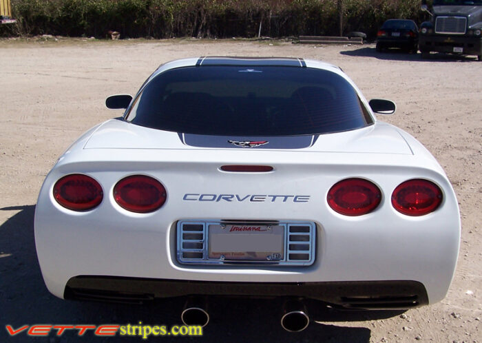 White C5 Corvette with dark charcoal and black ME stripe