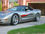 Pewter C5 Corvette with black red side stripes graphic