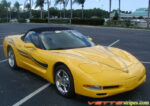 Yellow C5 corvette convertible with 3 color option side stripe graphic