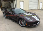 Black rose metallic C7 Z06 coupe with metallic silver GM full length dual racing 2 stripes and jake option!