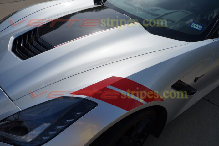 Silver C7 with OEM alike red grand sport fender hash marks
