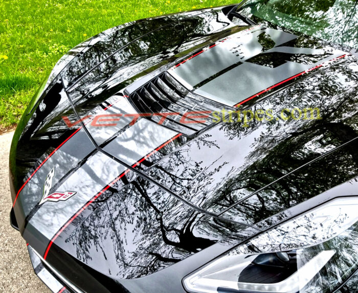 Black C7 Corvette Stingray with jake GM full racing stripe 2
