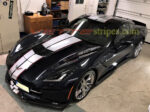 Black C7 Stingray coupe with GM full racing 2 in gloss blade silver and red