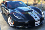 Black C7 Corvette Stingray coupe with silver and red GM full length racing 2