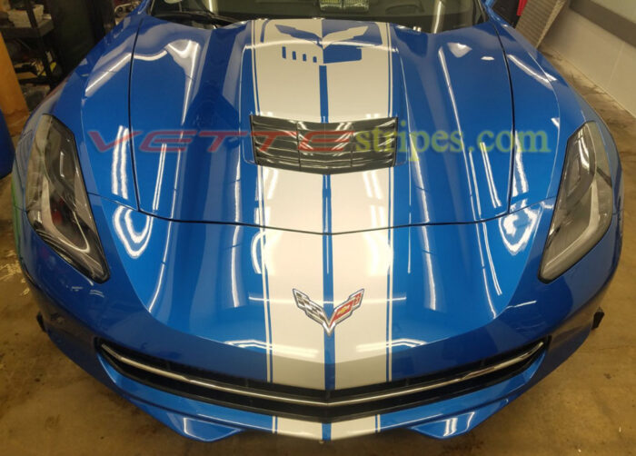 Laguna blue C7 coupe with GM full racing 2 and optional jake in 3M gloss blade silver