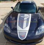 2005 - 2013 Black C6 Corvette with 3M anthracite and silver GT3 stripes with C7 style jake option