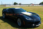 Black C7 Corvette Z06 with white hood stinger 2 with suppercharged