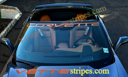 C7 Corvette windshield letter decal perfectly curved with the windshield in Gloss Kalahari
