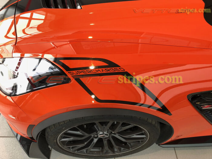 2018 Sebring Orange C7 Z06 65 carbon fiber fender hash marks in 3M 1080 carbon flash