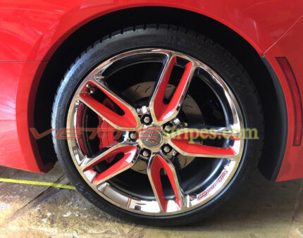 C7 Corvette Z51 wheel with red wheel graphic decals