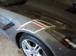 Shark Gray C7 Stingray carbon 65 fender hash marks in blade silver with red Stingray script