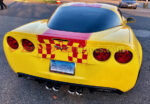 Yellow C6 Grand sport with red ME3 stripes and custom checkered flags