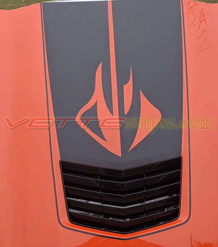 Sebring orange C7 Stingray with GT2 pinstripes and hood stinger stripe