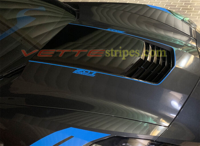 Watkins Glen Gray C7 grand sport with tension blue GT2 stripes