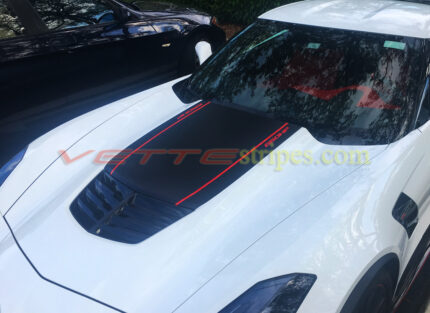 White C7 Corvette Z06 with satin black stinger 3 and red pinstripes