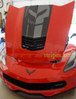 C7 Corvette Stingray with C7.R dark charcoal jake skull stinger hood stripe decal