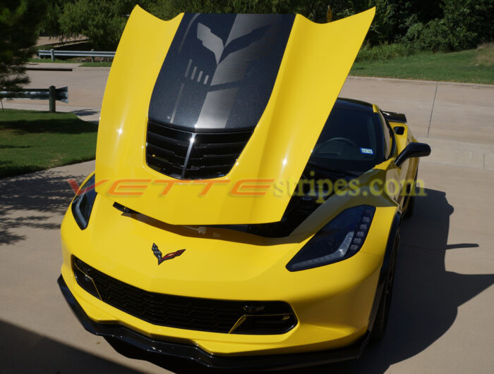 C7 Corvette Z06 with C7.R carbon fiber jake skull stinger hood stripe decal