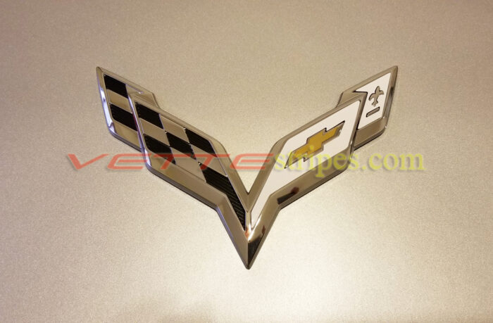 C7 Corvette emblem overlay in gloss white