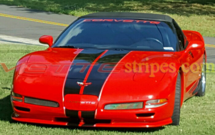 Torch red C5 convertible with full length dual racing stripe 4 in black and silver