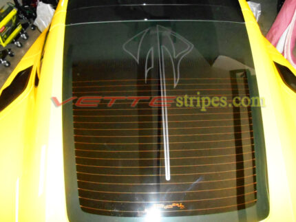 C7 Corvette Stingray rear glass window Stingray logo graphic in matte clear