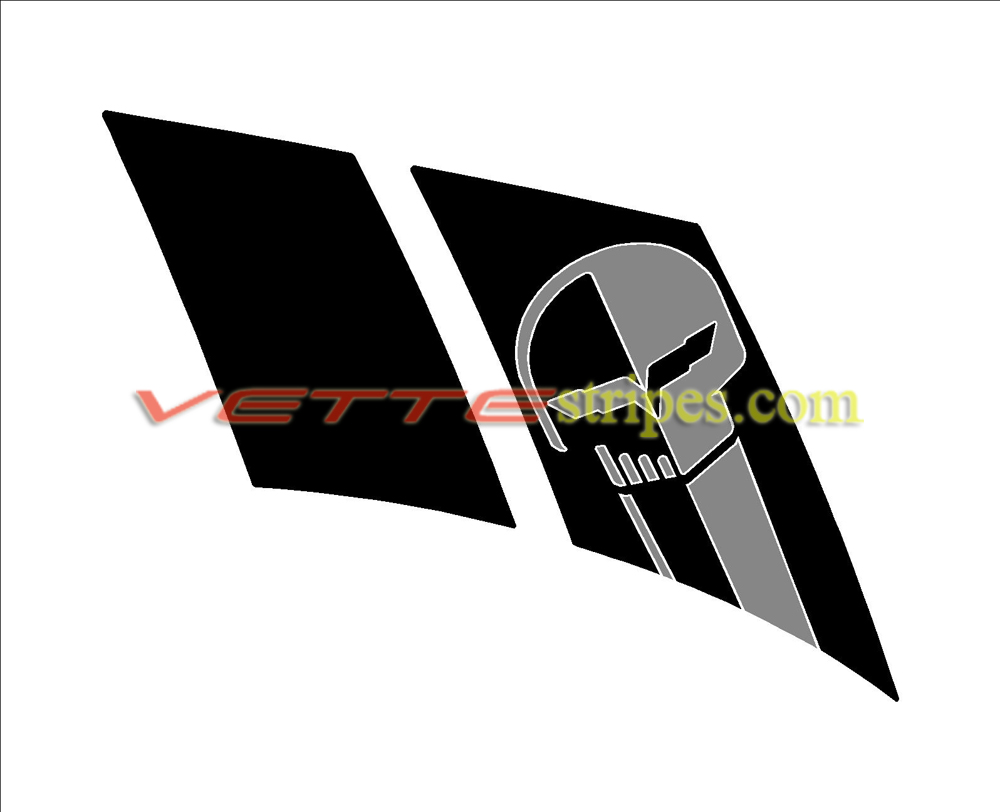 C6 Corvette grand sport fender hash marks stripes with jake skull