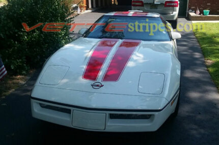 White C4 Corvette with red CE2 stripes