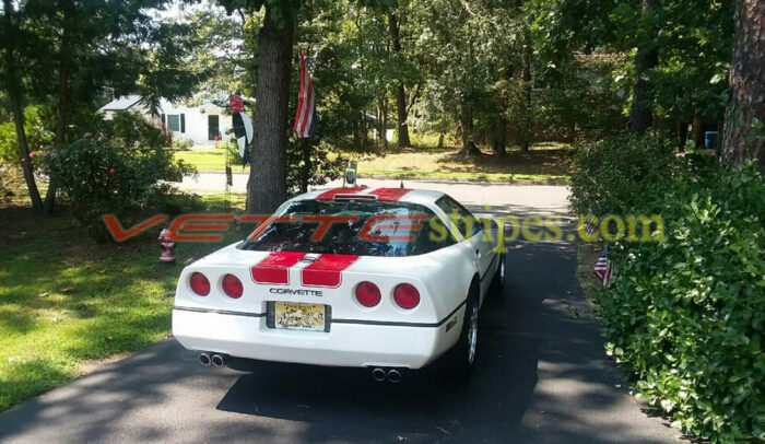 White C4 Corvette with red CE2 stripes