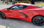 Torch red C8 Corvette rocker panel extension in 3M 1080 gloss carbon flash
