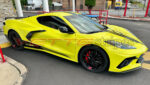 Accelerate yellow C8 Corvette with 3M 2080 gloss carbon flash C8R side stripes