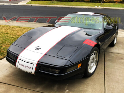 Black C4 Corvette coupe with grand sport GS stripes in 3M 2080 white and red