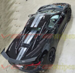 Black C8 Corvette HTC convertible with Cyber Gray dual length dual racing stripes
