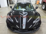 Black C8 Corvette HTC convertible with Cyber Gray jake racing stripes