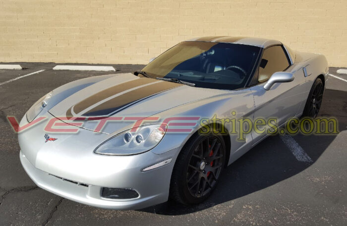 Blade silver C6 Corvette with gloss metallic black CE stripes