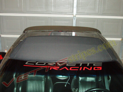 Corvette Racing Windshield script in pewter and red