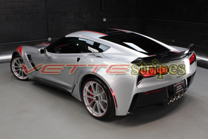 C7 Corvette Grand Sport GT3 stripes in gloss carbon flash and gloss adrenaline red