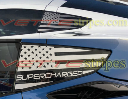 C7 Corvette rear side window US Flag with custom script