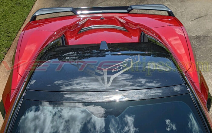 C8 Corvette HTC convertible C8 Corvette standalone emblem flag on the roof in 3M 2080 carbon fiber
