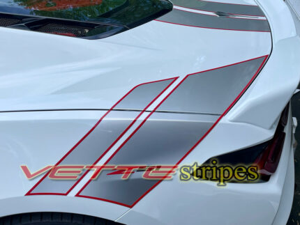 C8 Corvette coupe rear fender hash marks with pinstripes