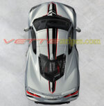 Silver C8 Corvette coupe stinger stripe with jake cutout and 2 color
