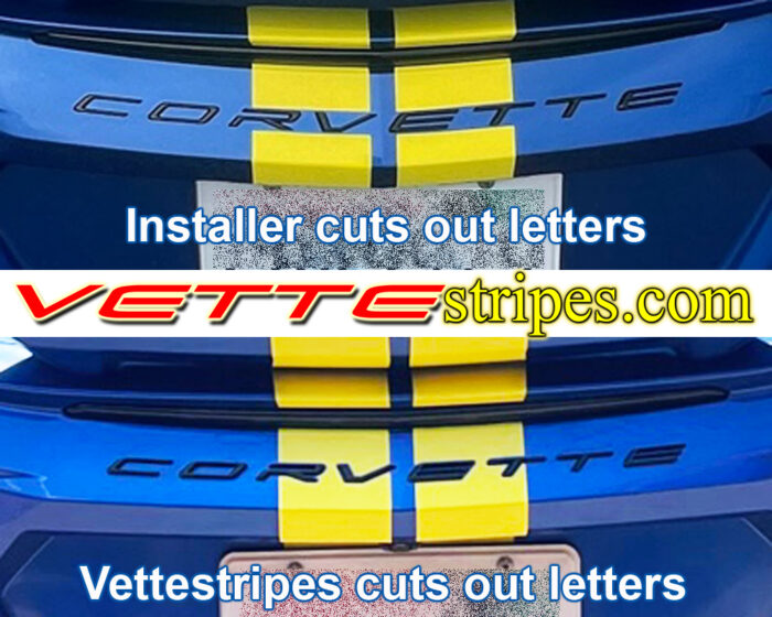 C8 Corvette full length dual racing stripes letter cutouts