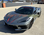 Hypersonic gray C8 Corvette with 3M 2080 gloss carbon flash and bright red brake caliper hood stinger spears