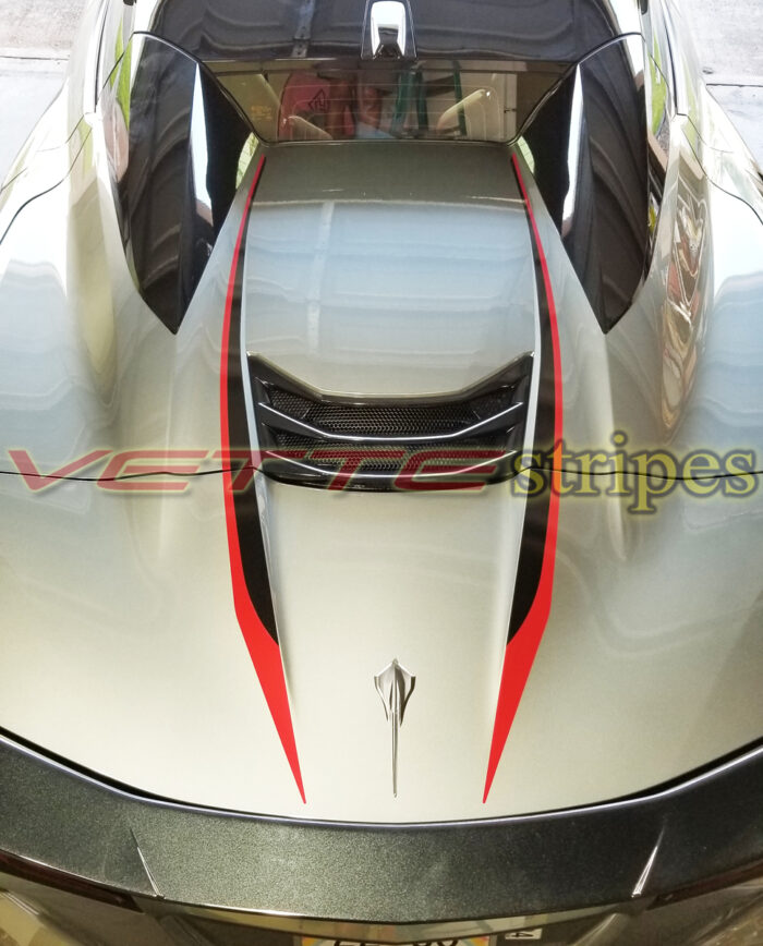 Hyper Gray C8 corvette HTC convertible with rear spear stripes