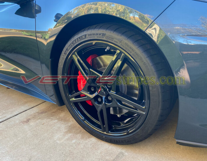 Hypersonic gray C8 Corvette with 3M 2080 gloss carbon flash Z51 wheel pinstripes