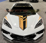 Matrix Gray C8 Corvette with 3M 2080 gloss carbon flash and dark gold OEM stinger stripes