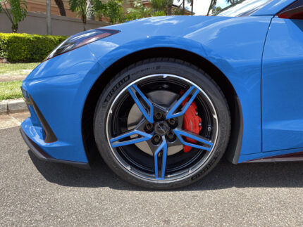 Rapid blue C8 Corvette Z51 open spoke wheel decals