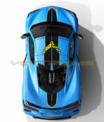 Rapid blue C8 Corvette with carbon flash and strike yellow C8.R IMSA edition stripes