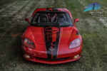 Red C6 Corvette convertible with jake GM full length dual racing stripe 3
