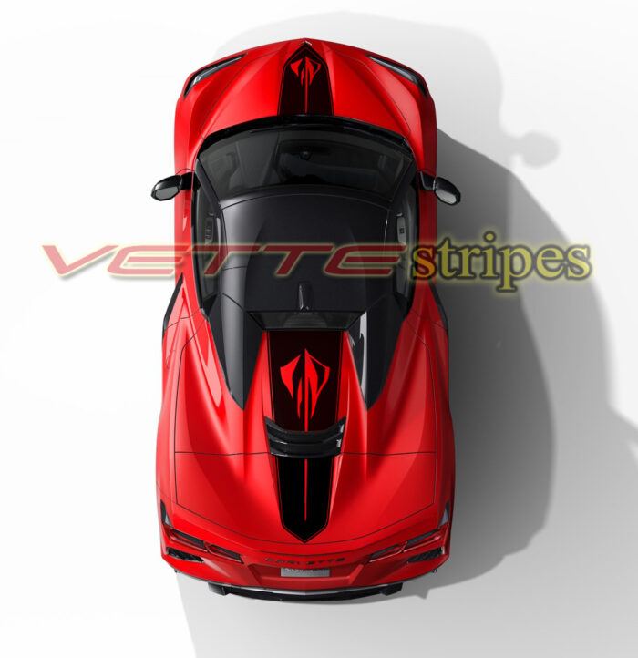 Torch red C8 HTC convertible with stingray cutout hood and rear