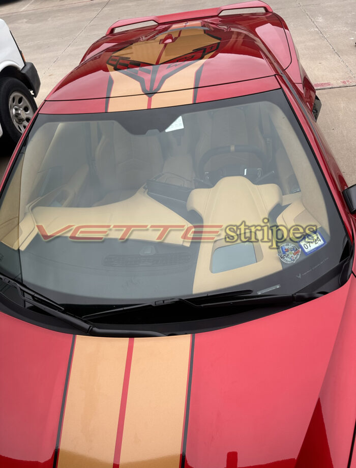 Red mist C8 Corvette with C8R racing version stripes